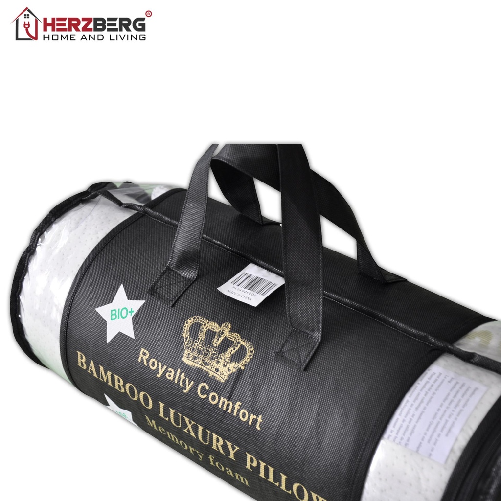 Royalty Comfort HG-5076BM; Bamboo Pillow, "Queen", Memory Foam Pillow, Ergonomic