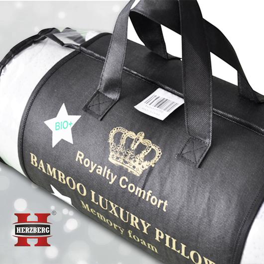 Royalty Comfort HG-5076BM; Bamboo Pillow, "Queen", Memory Foam Pillow, Ergonomic