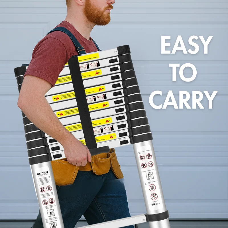 Herzberg HG-5380: Multi-Purpose Aluminum Telescopic Extension Ladder - 3.8M