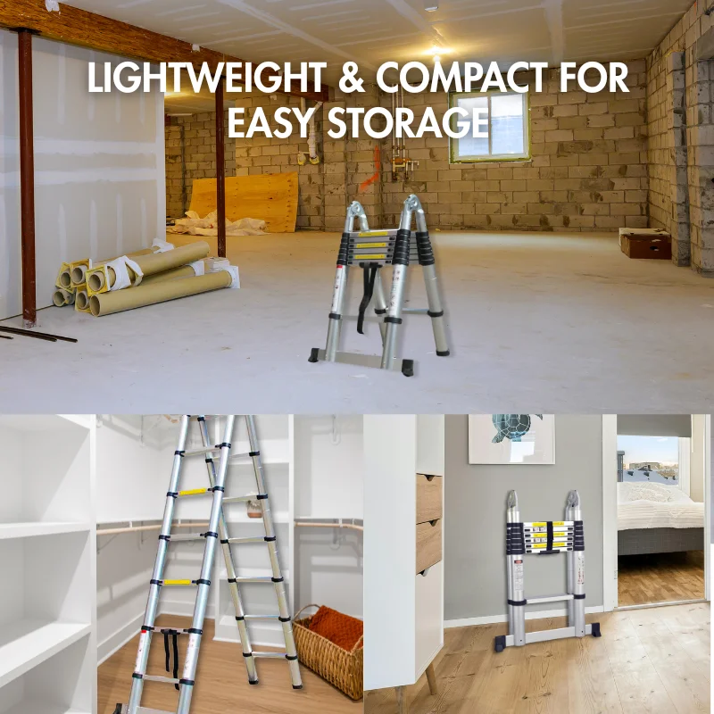 Herzberg HG-5440: Retracting Aluminum Telescopic Ladder - 4.4M