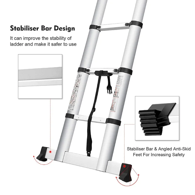 Herzberg HG-5560: Retracting Aluminum Telescopic Ladder - 5.60M