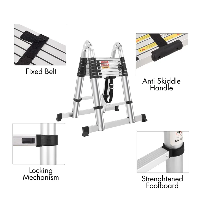 Herzberg HG-5560: Retracting Aluminum Telescopic Ladder - 5.60M