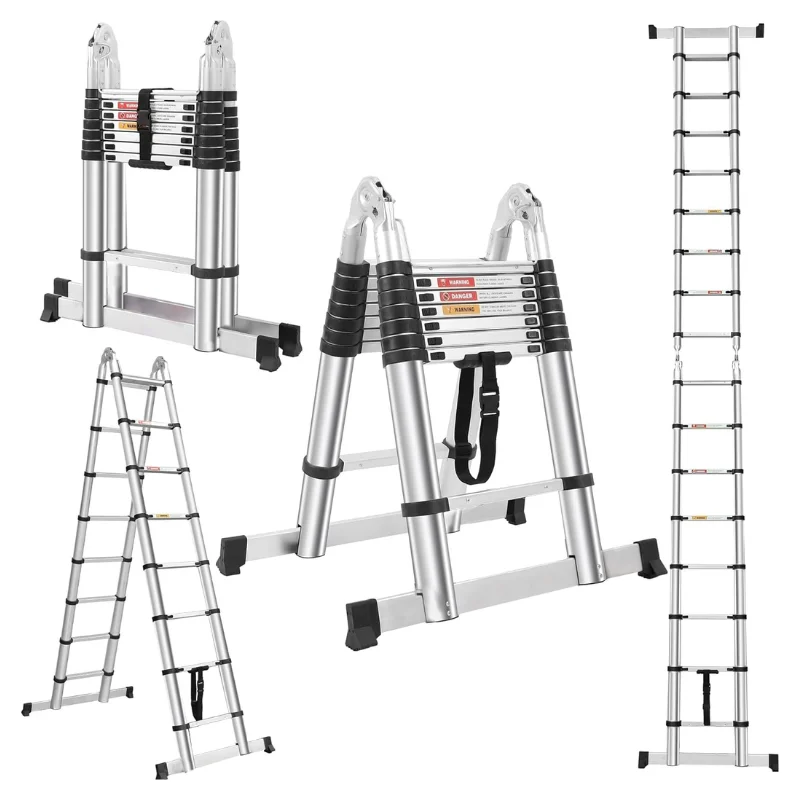 Herzberg HG-5560: Retracting Aluminum Telescopic Ladder - 5.60M