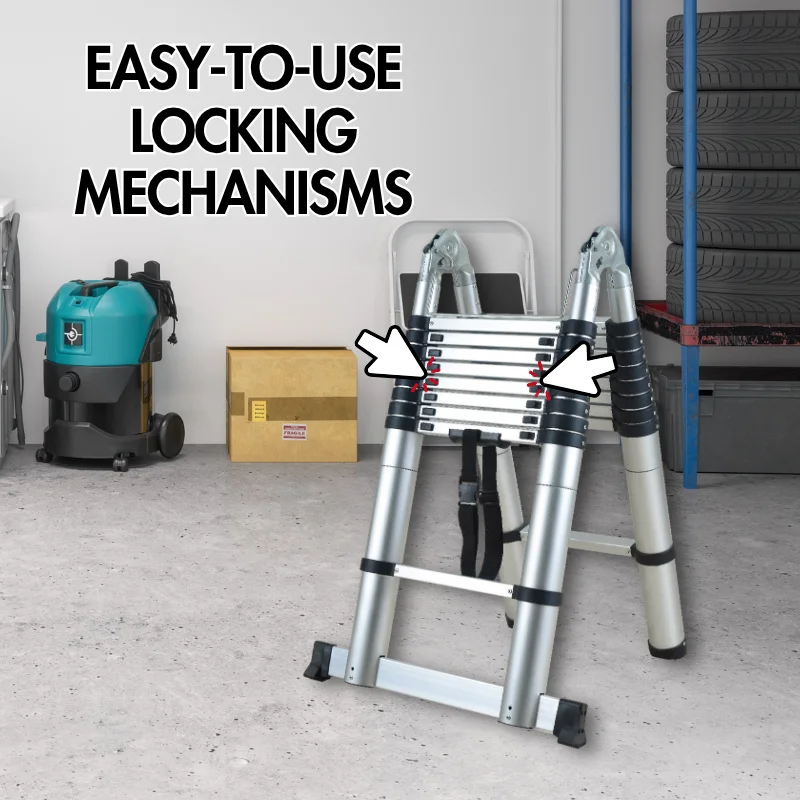 Herzberg HG-5560: Retracting Aluminum Telescopic Ladder - 5.60M