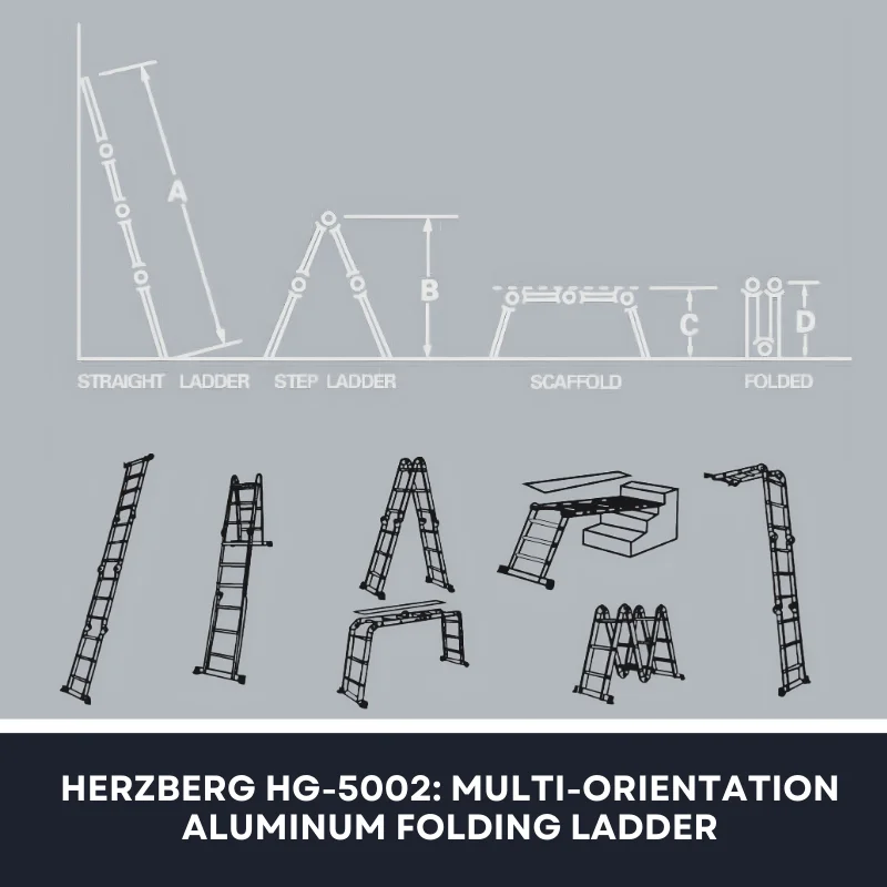 Herzberg HG-5002: Multi-Orientation  Aluminum Folding Ladder