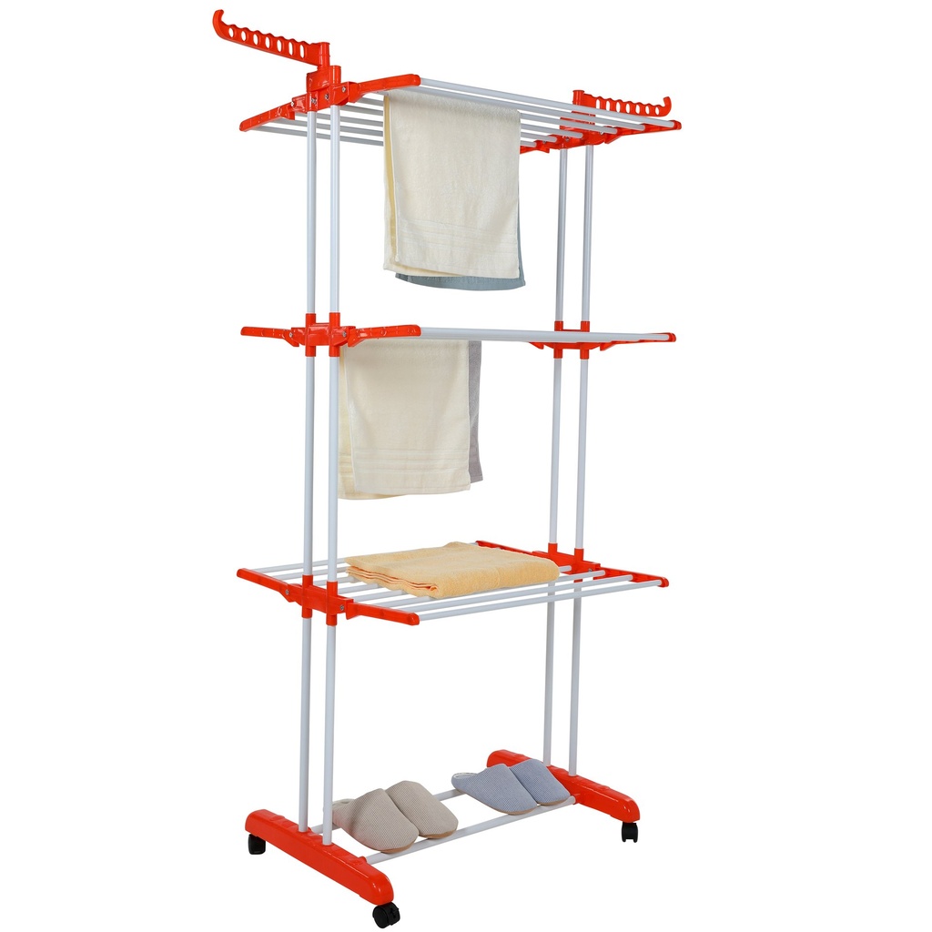 Herzberg HG-8034ORG: Moving Clothes Rack - Orange