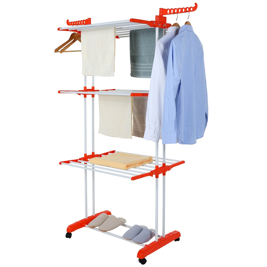 Herzberg HG-8034ORG: Moving Clothes Rack - Orange