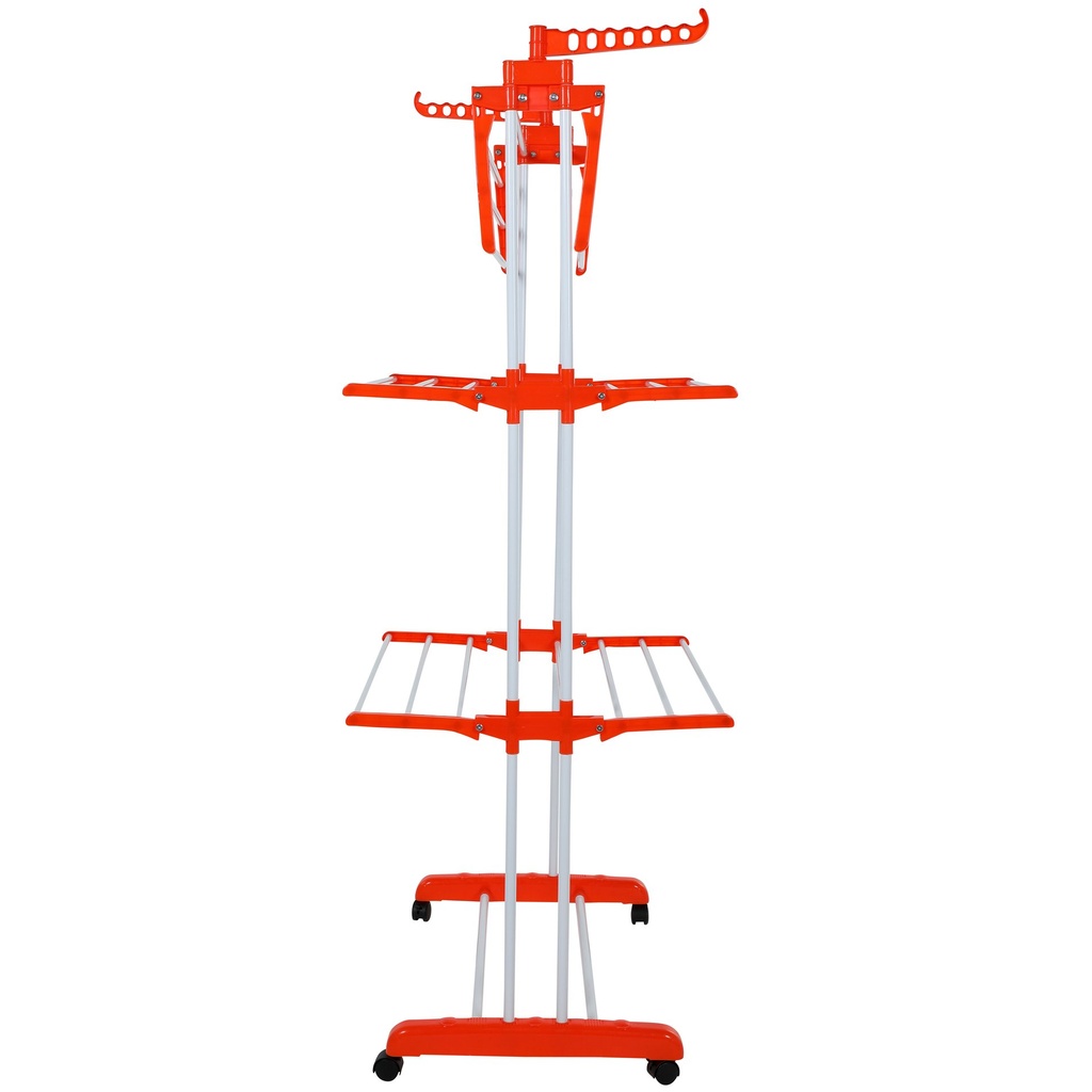 Herzberg HG-8034ORG: Moving Clothes Rack - Orange