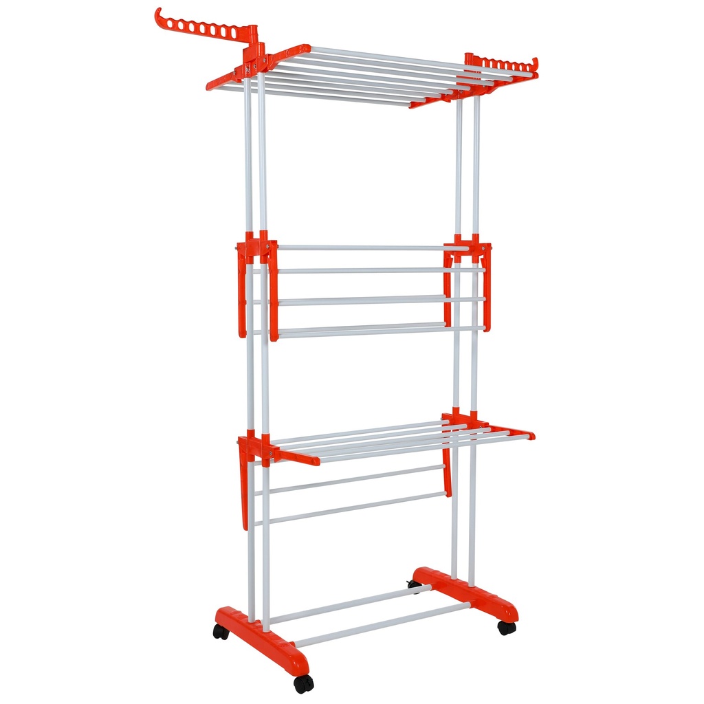 Herzberg HG-8034ORG: Moving Clothes Rack - Orange