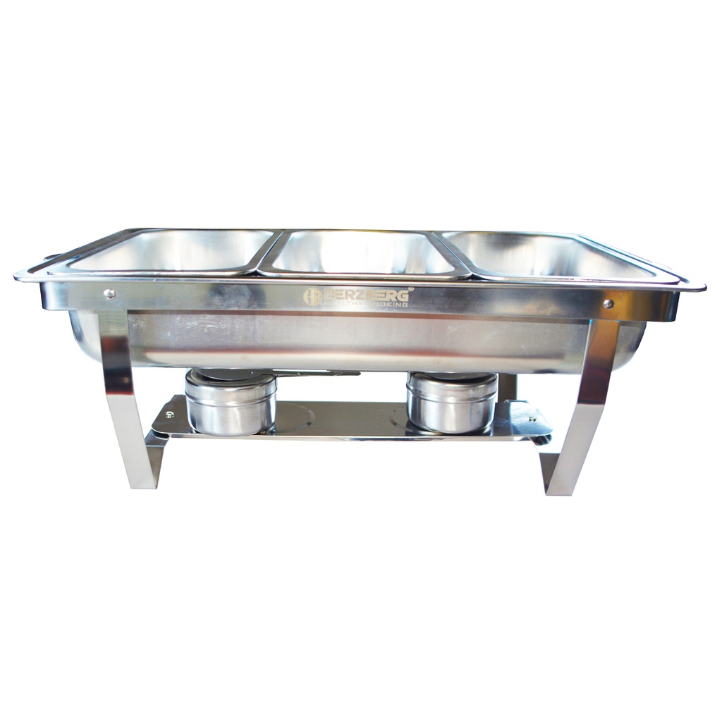 Herzberg HG-8022-3: Stainless Steel Chafing Dish - 3 Pieces 1/3rd Food Pan