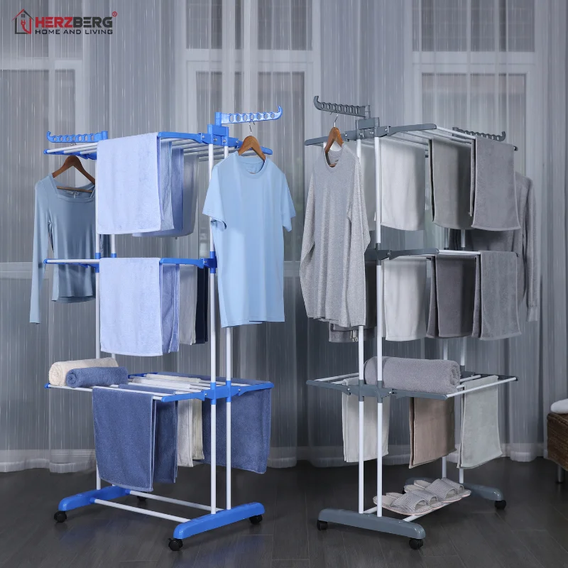 Herzberg HG-8034BLU: Moving Clothes Rack - Blue