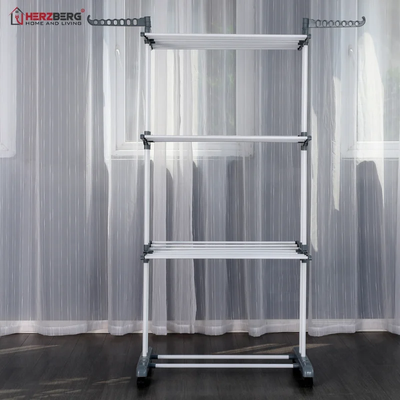 Herzberg HG-8034GRY: Moving Clothes Rack - Grey
