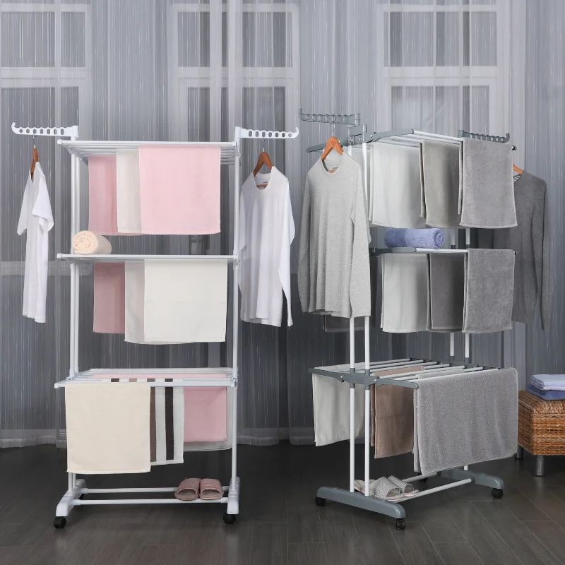 Herzberg HG-8034GRY: Moving Clothes Rack - Grey