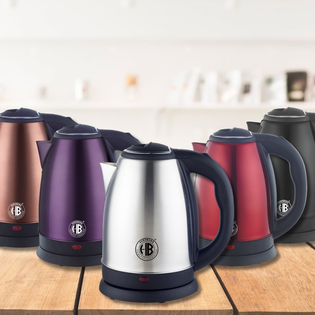 Herzberg HG-5011SIL: 1.8L 1500W Stainless Steel Electric  Kettle - Silver