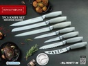 Royalty Line RL-WHT7-W: 7 Pieces of Non-Stick Coating Knives Set w/ Peeler-White