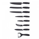 Royalty Line RL-BLK7-W: 7 Pieces Non-Stick Coating Knives Set w/ Peeler-Black