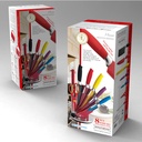 Royalty Line RL-COL8-W: 8 Pieces Rainbow  Ceramic Knife Set with Rotating Holder Stand