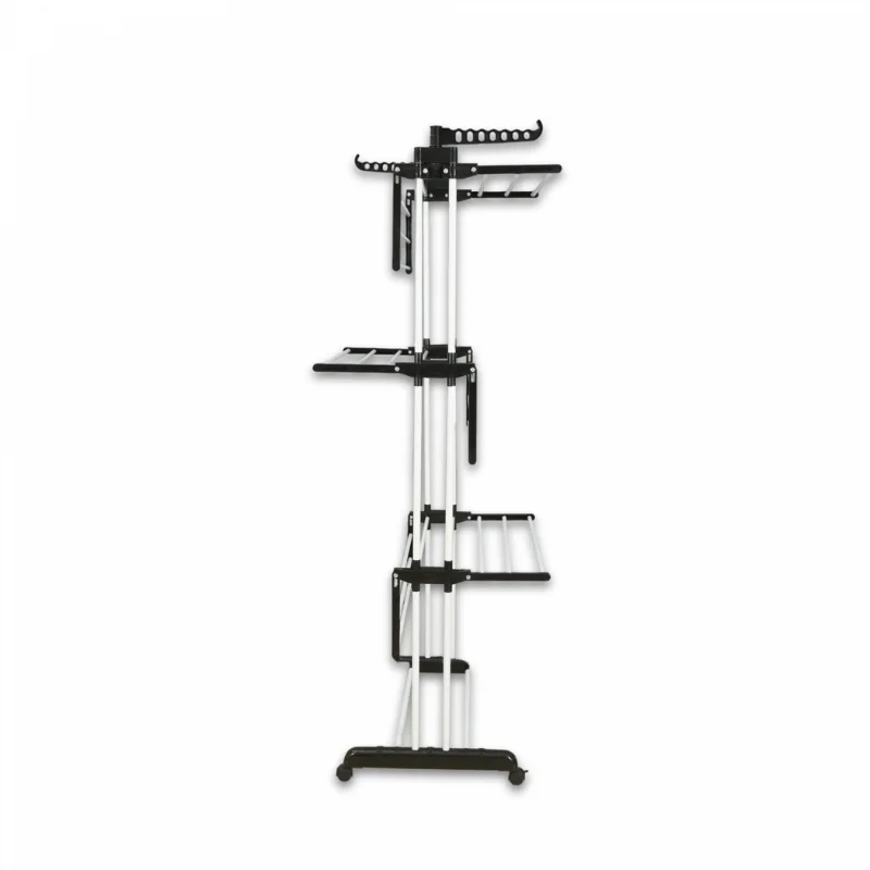 Herzberg HG-8034BW: Moving Clothes Rack - Black Plastic with White Tubes