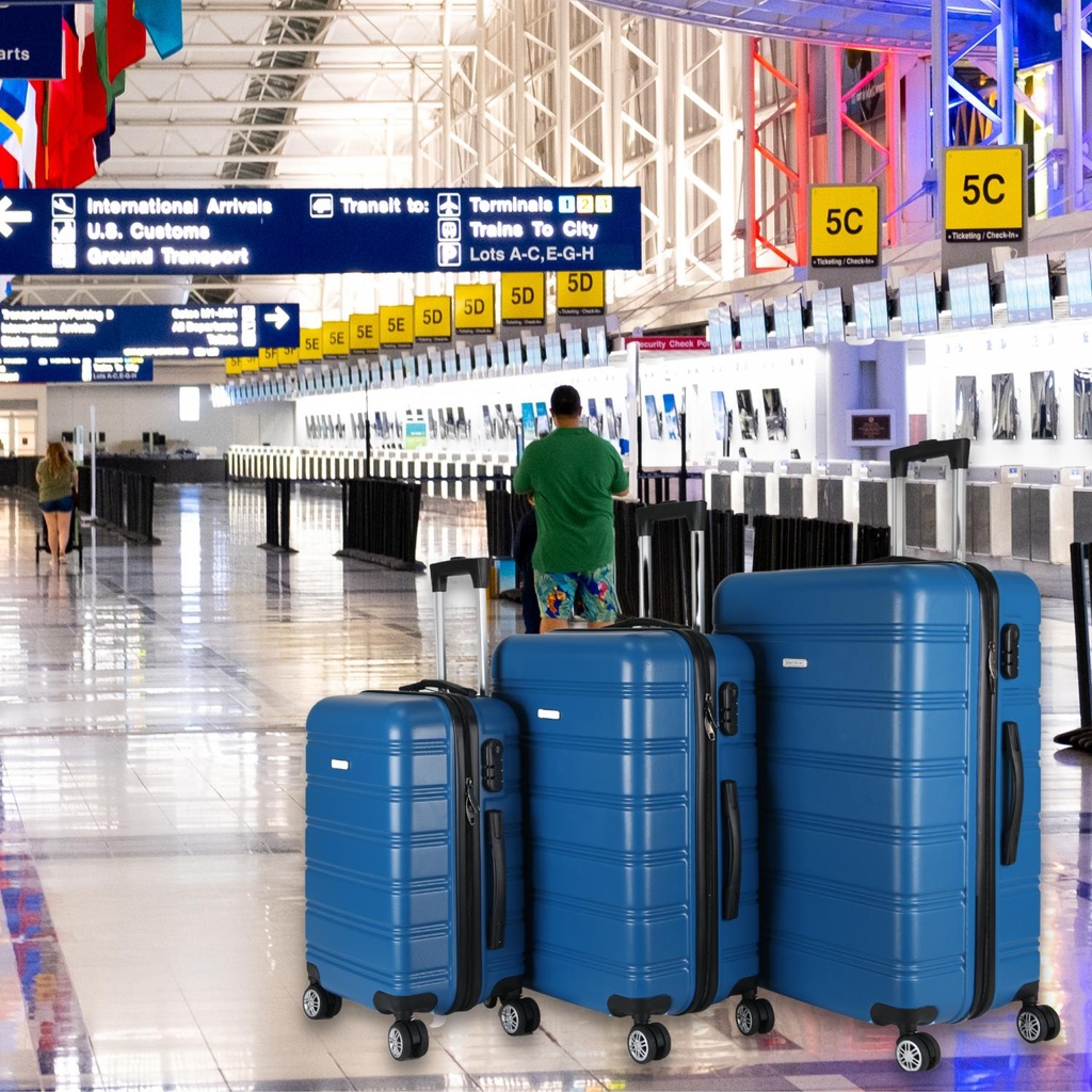 Royalty Line RL-LTS18705: Set of 3 Heavy-Duty Travel Suitcases