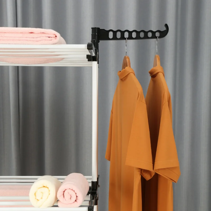 Herzberg HG-8034BW: Moving Clothes Rack - Black Plastic with White Tubes