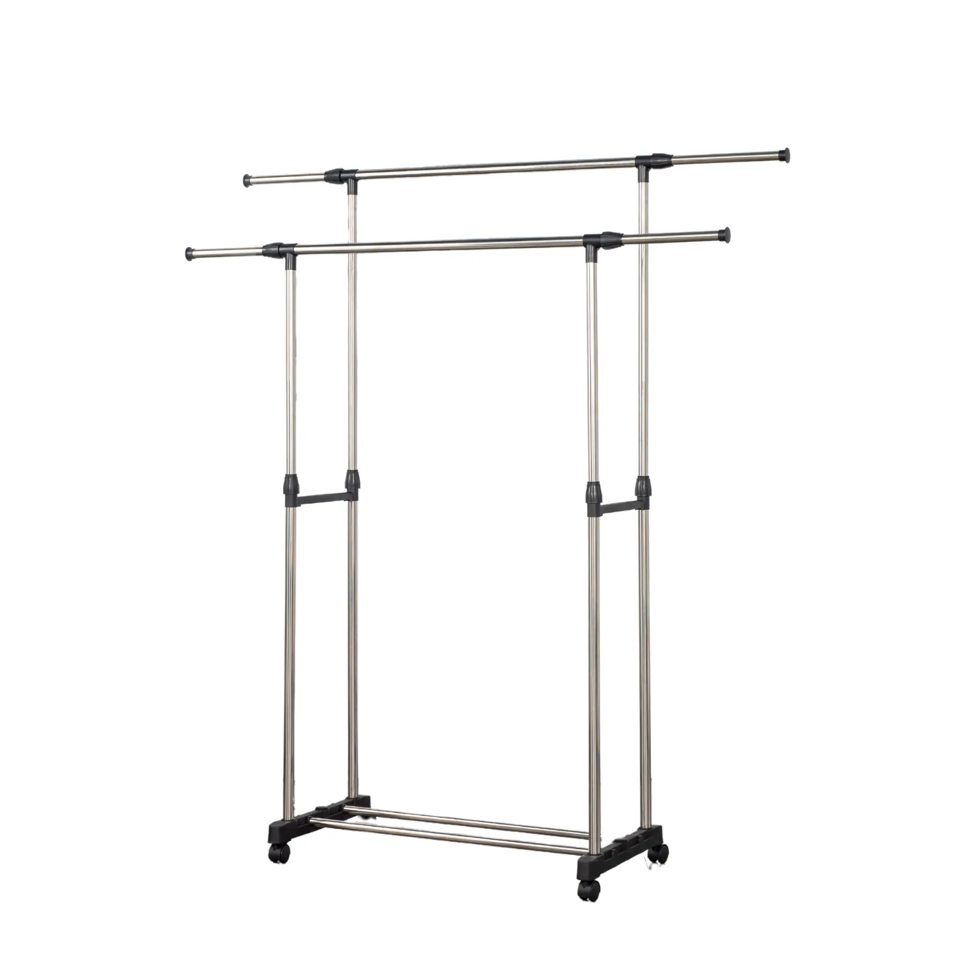 Herzberg HG-03251: Adjustable Double Rod Rolling Clothing Garment Rack