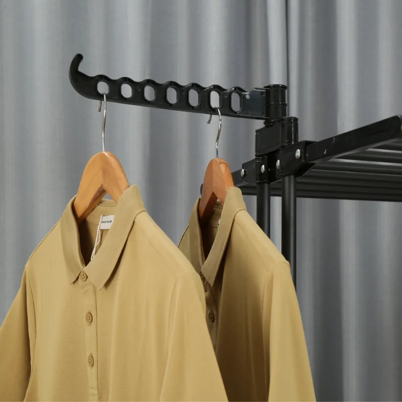 Herzberg HG-8034BB: Moving Clothes Rack - Black