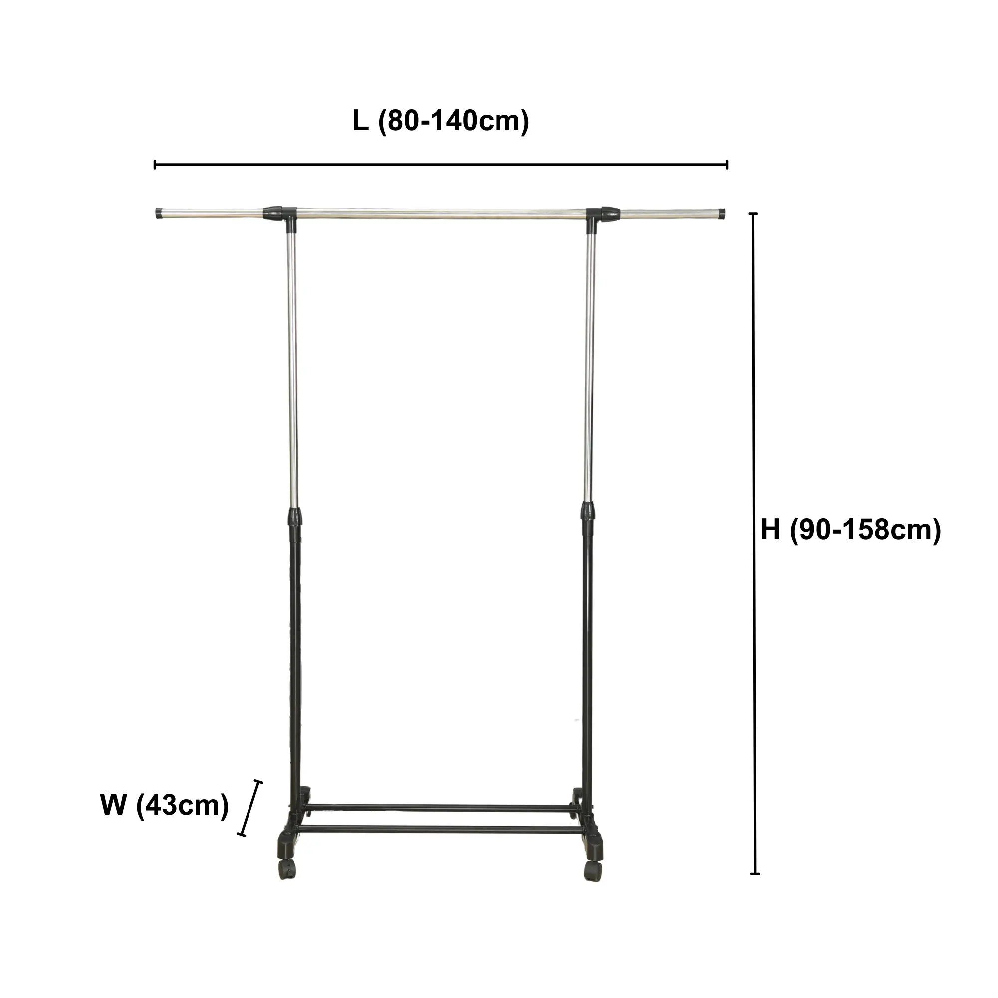 Herzberg HG-03268: Adjustable Single Rod Rolling Clothing Garment Rack