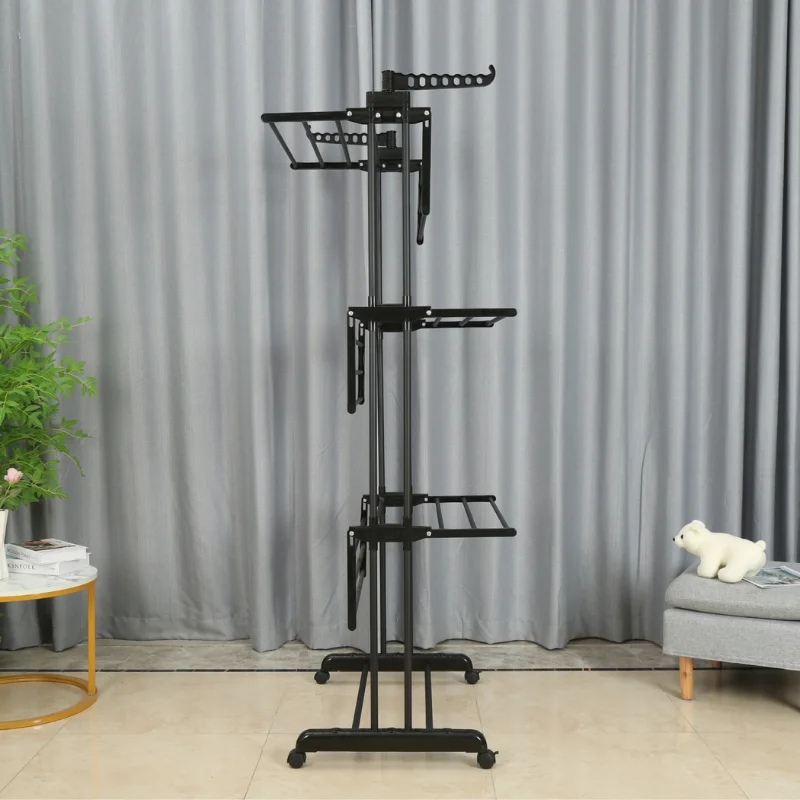 Herzberg HG-8034BB: Moving Clothes Rack - Black