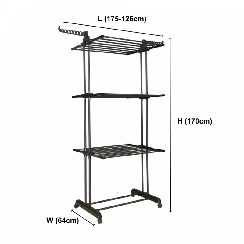 Herzberg HG-8034BB: Moving Clothes Rack - Black