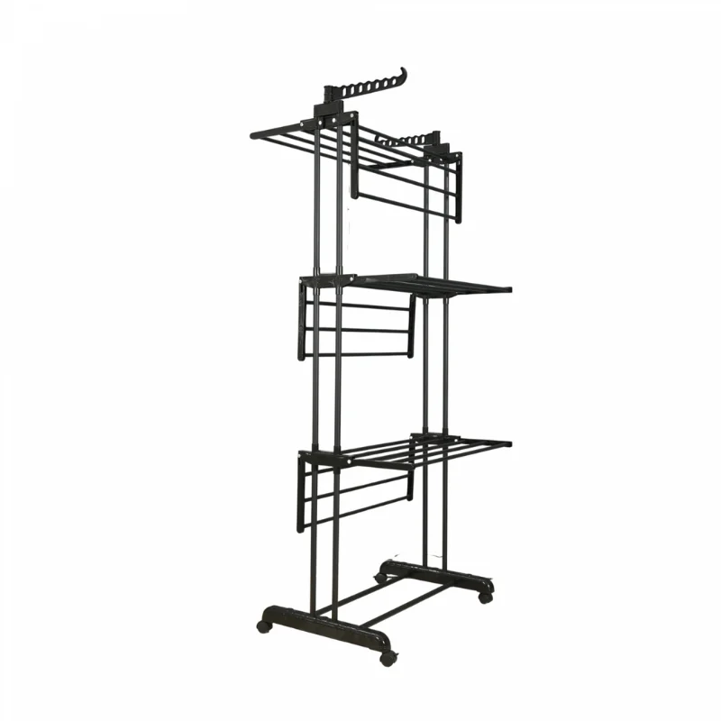 Herzberg HG-8034BB: Moving Clothes Rack - Black