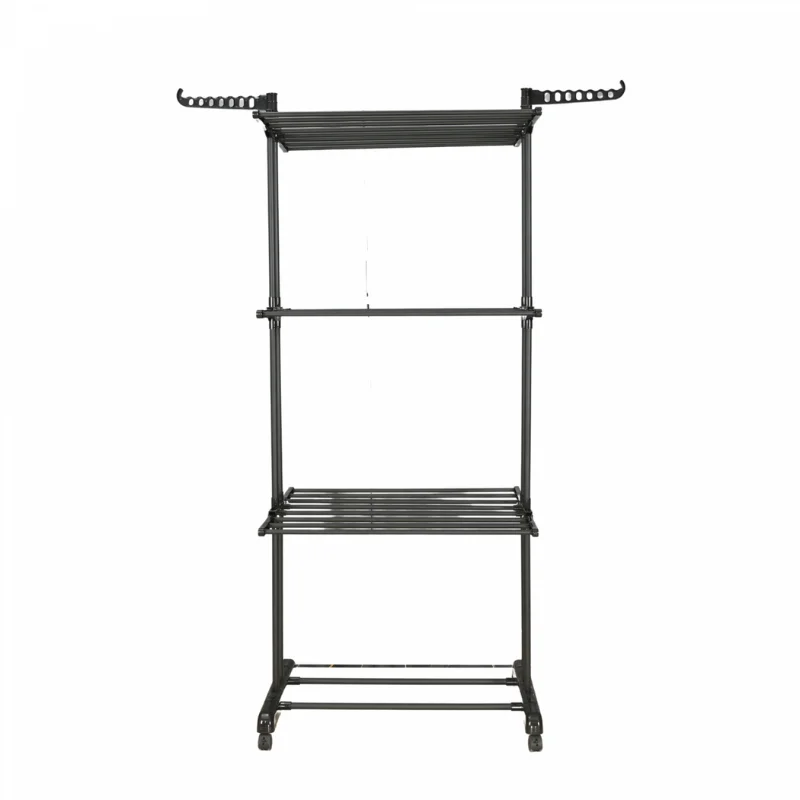 Herzberg HG-8034BB: Moving Clothes Rack - Black