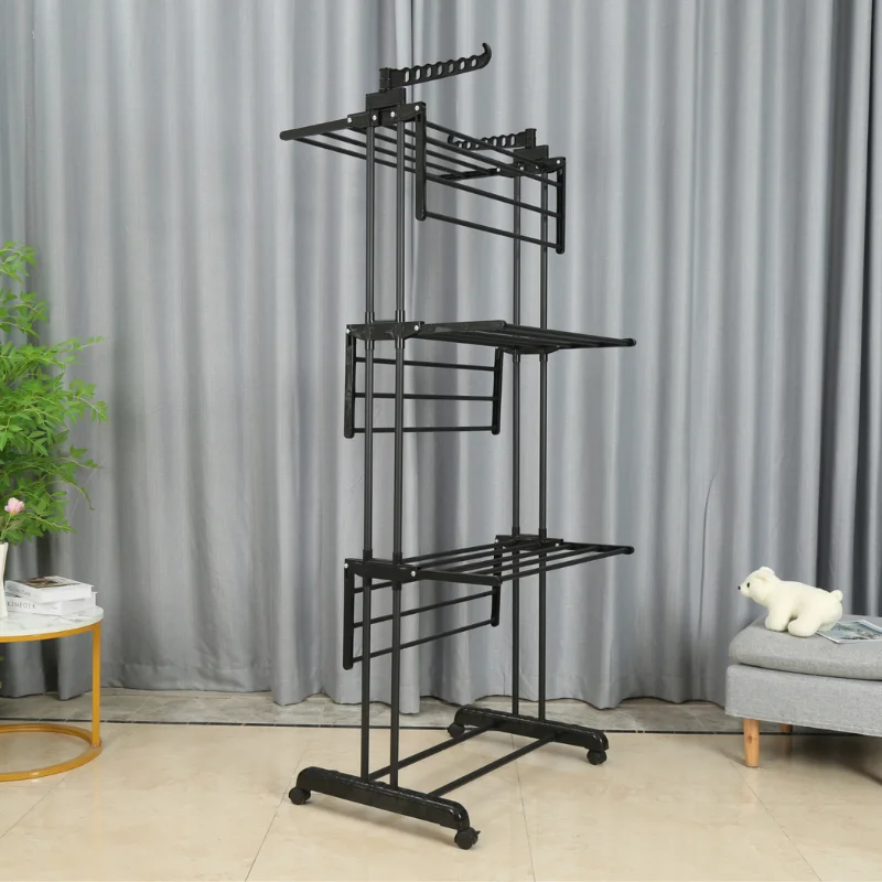 Herzberg HG-8034BB: Moving Clothes Rack - Black