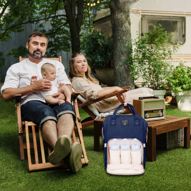 Herzberg HG-03206: Multifunction Mommy Diaper and Baby Bottle Bag - Blue