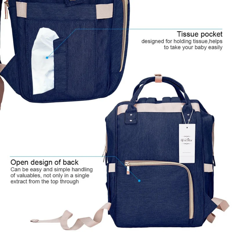 Herzberg HG-03206: Multifunction Mommy Diaper and Baby Bottle Bag - Blue