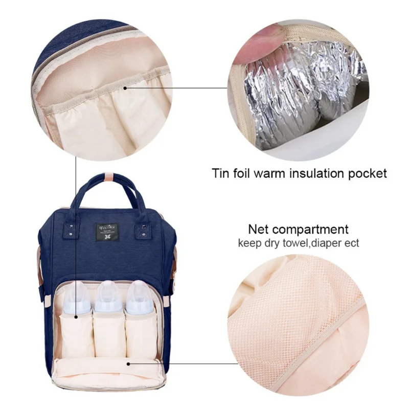 Herzberg HG-03206: Multifunction Mommy Diaper and Baby Bottle Bag - Blue