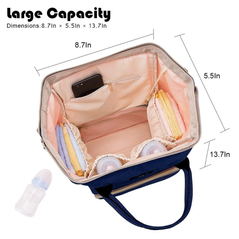 Herzberg HG-03206: Multifunction Mommy Diaper and Baby Bottle Bag - Blue