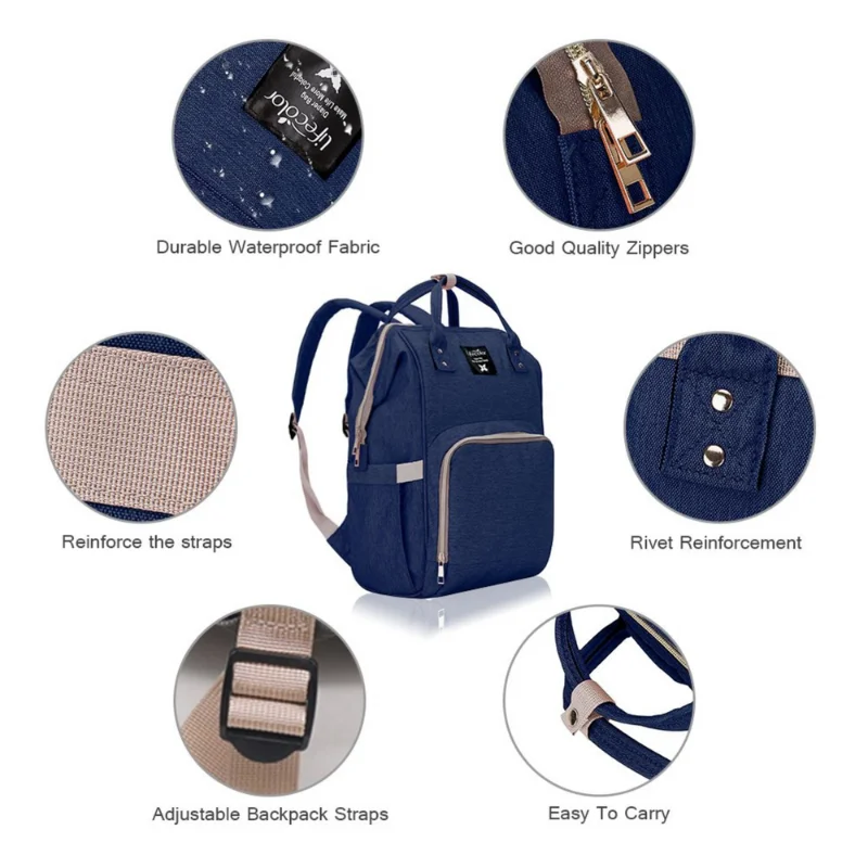 Herzberg HG-03206: Multifunction Mommy Diaper and Baby Bottle Bag - Blue