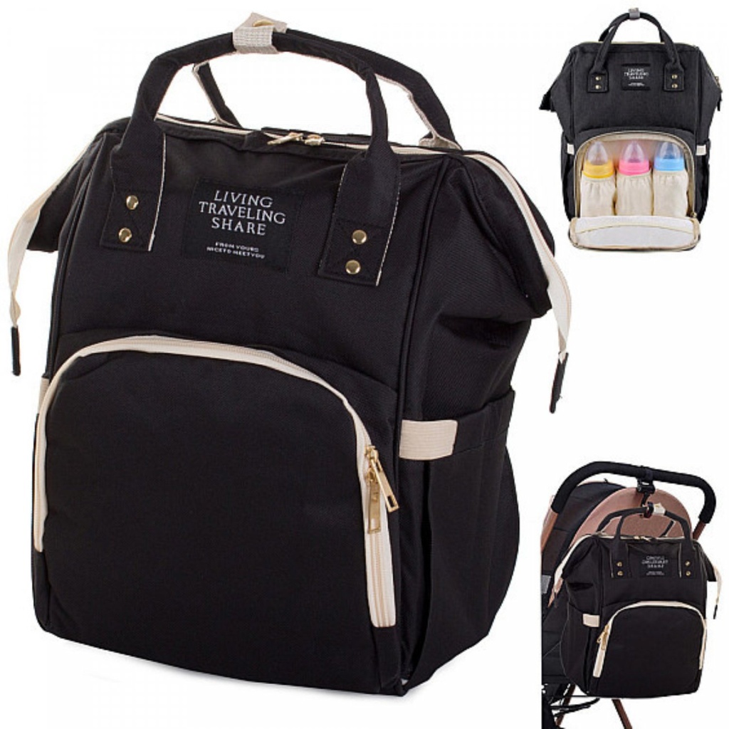 Herzberg HG-03190 Multifunction Mommy Diaper and Baby Bottle Bag - Black