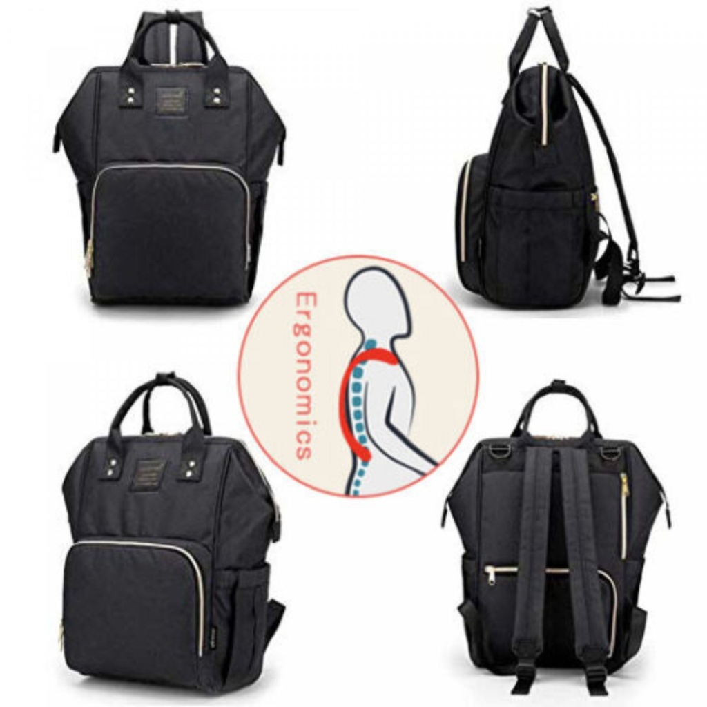 Herzberg HG-03190 Multifunction Mommy Diaper and Baby Bottle Bag - Black