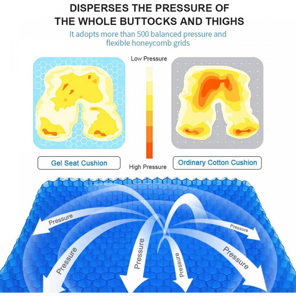 Herzberg HG-03220: Gel Seat Cushiion - Blue