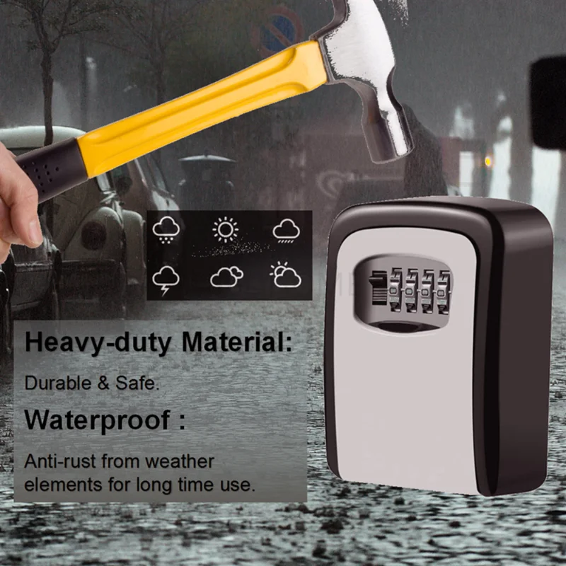 Herzberg HG-03817: New Smart Waterproof Keyless Safety Box - Black
