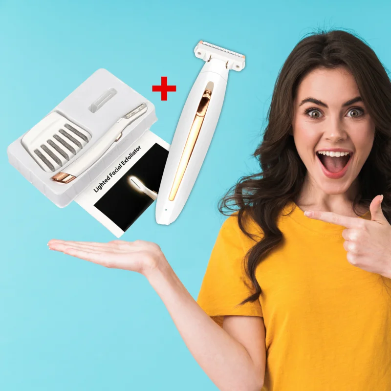 Cenocco Beauty SETCC9087/9086: 2 in 1  Full Body Hair Remover + Facial Epilator with LED Combo Deal