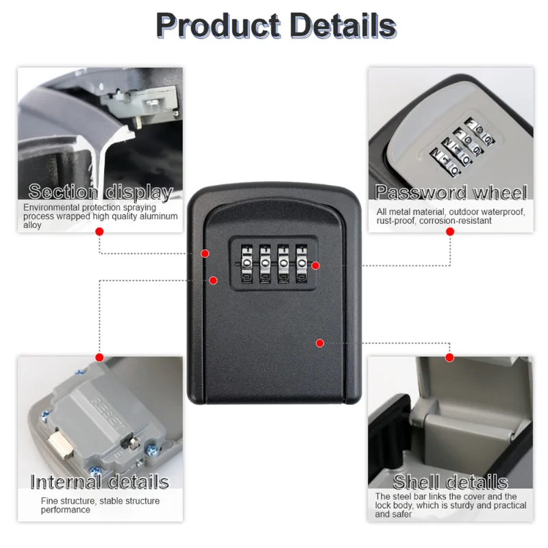 Herzberg HG-03817: New Smart Waterproof Keyless Safety Box - Black