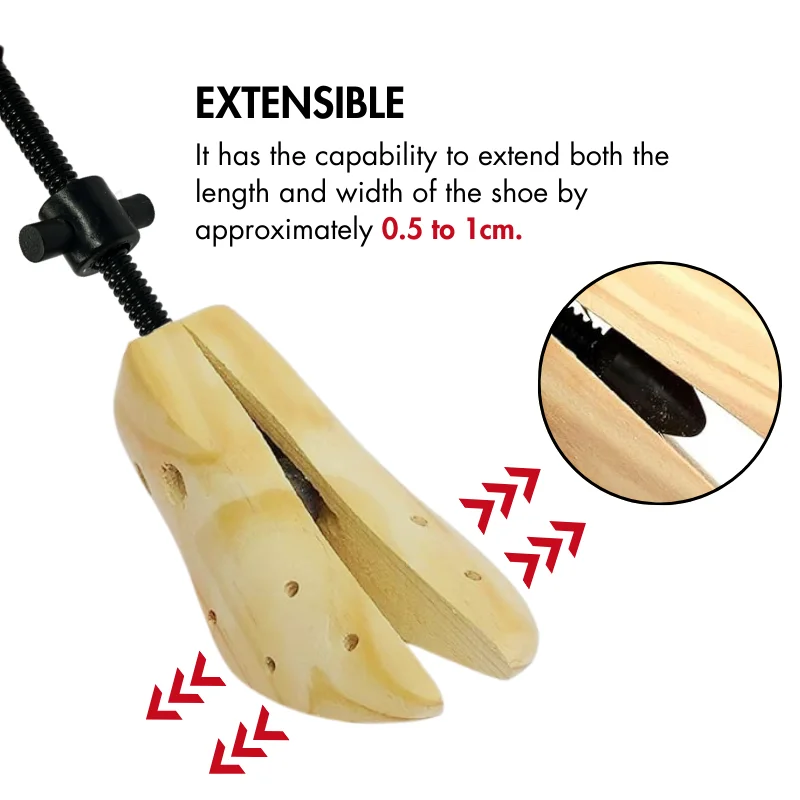 Herzberg HG-03787: 2 Way-Wooden Adjustable Shoe Stretcher & Expander - Men