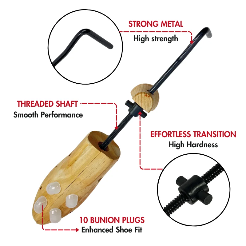 Herzberg HG-03787: 2 Way-Wooden Adjustable Shoe Stretcher & Expander - Men