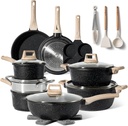 Just Perfecto JL-722: 21-Piece Granite Cookware Set - Black