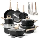 Just Perfecto JL-722: 21-Piece Granite Cookware Set - Black