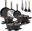 Just Perfecto JL-111: 15 Pieces Granite Cookware Set - Black