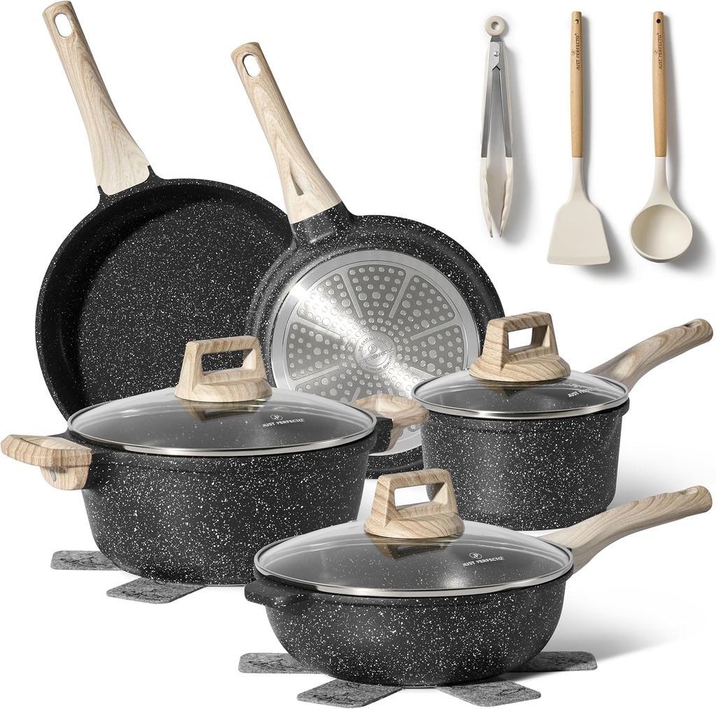 Just Perfecto JL-32 : Batterie de cuisine en granit 13 pièces - Noir