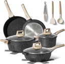 Just Perfecto JL-32: 13 Pieces Granite Cookware Set - Black